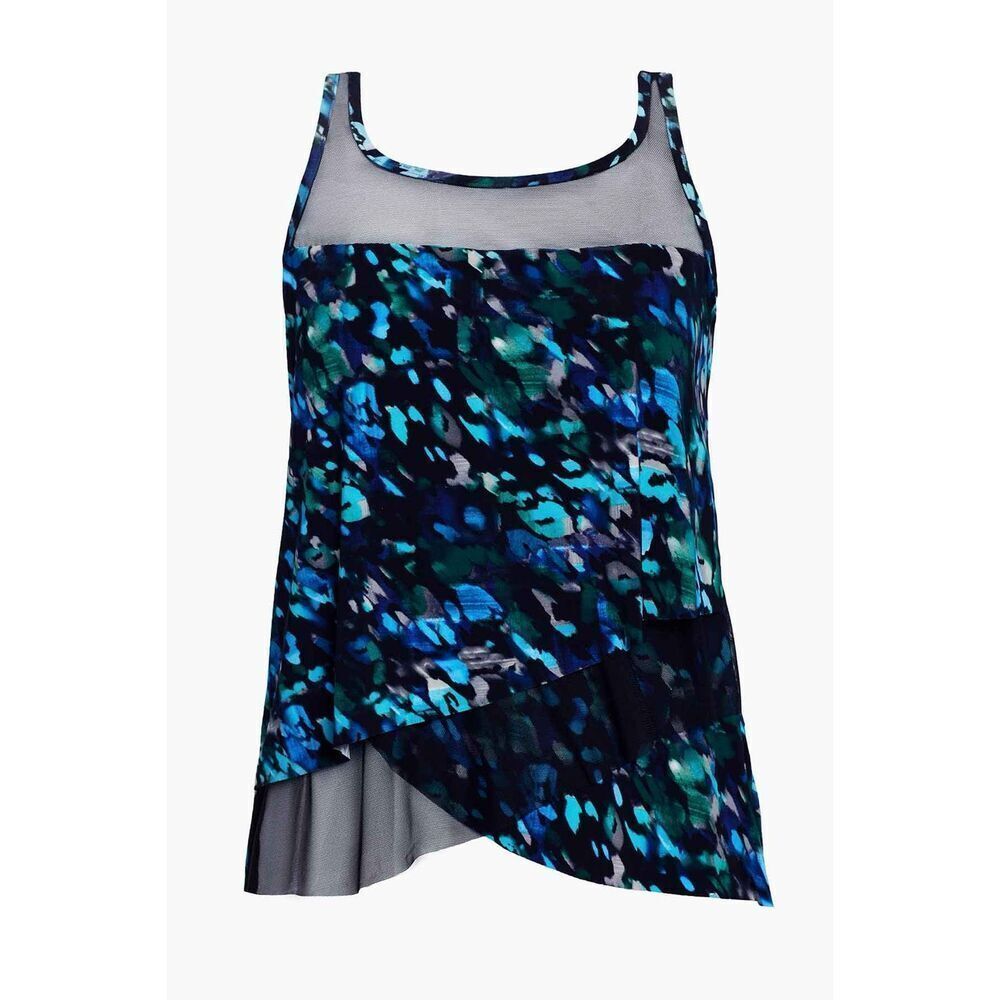 Miraclesuit NWT Sophisticat Mirage Tankini Top Black/Multi Size 12
